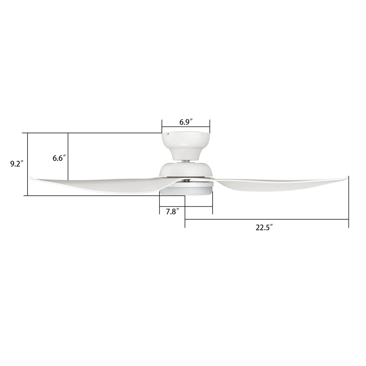 Carro Upton 45in 3-Blade Flush Smart Ceiling Fan | Modern White ABS and Integrated LED | Indoor Living Room & Bedroom | 9.2 x | Model SFR453V1-L12-W1-1-FM