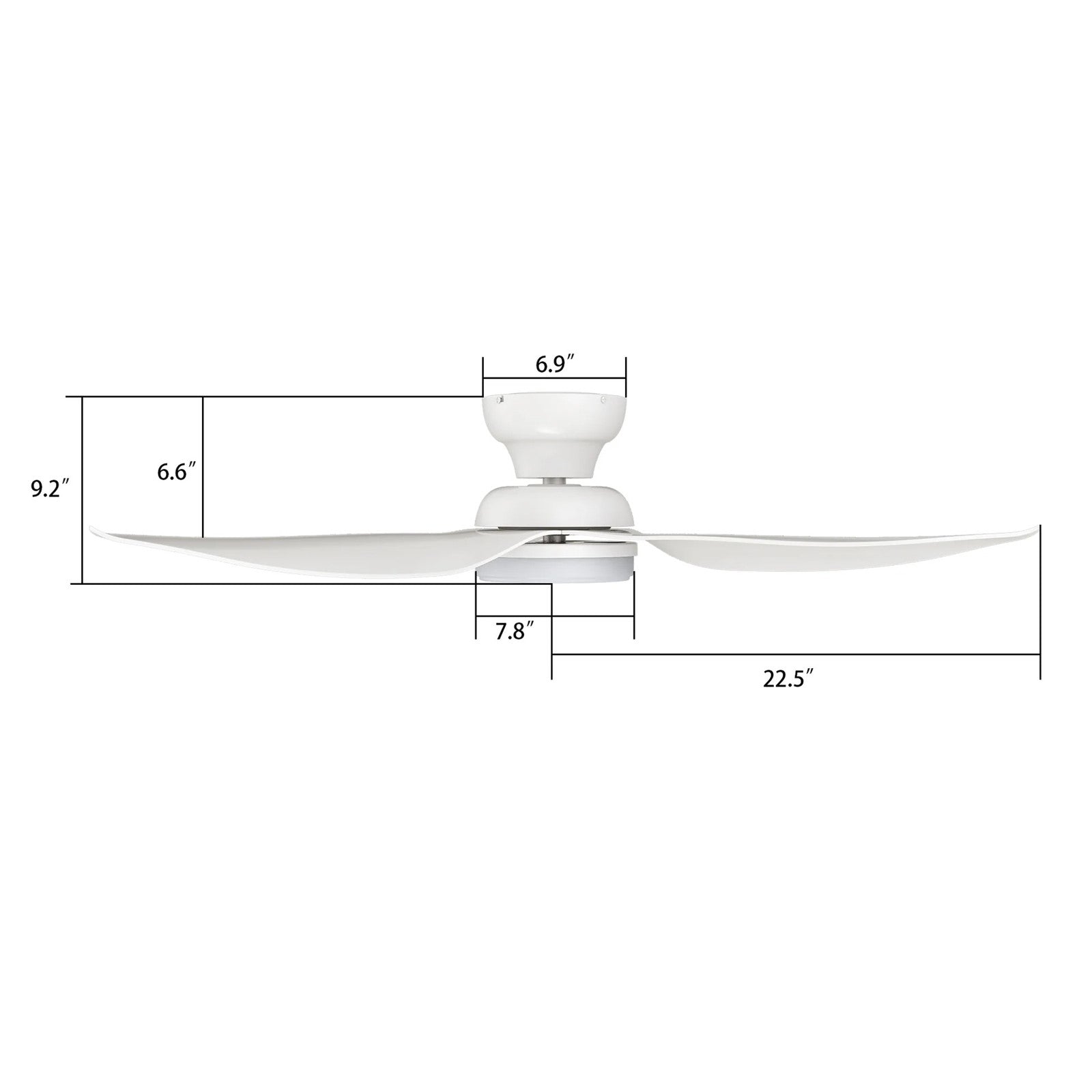 Carro Upton 45in 3-Blade Flush Smart Ceiling Fan | Modern White ABS and Integrated LED | Indoor Living Room & Bedroom | 9.2 x | Model SFR453V1-L12-W1-1-FM