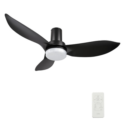Carro Ryna 45in 3-Blade Flush Smart Ceiling Fan | Modern Black ABS and Integrated LED | Indoor Living Room & Bedroom | 11.2 x | Model SFR453V2-L12-B2-1-FM