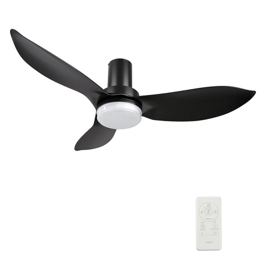 Carro Ryna 45in 3-Blade Flush Smart Ceiling Fan | Modern Black ABS and Integrated LED | Indoor Living Room & Bedroom | 11.2 x | Model SFR453V2-L12-B2-1-FM