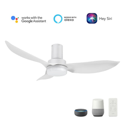 Carro Ryna 45in 3-Blade Flush Smart Ceiling Fan | Modern White ABS and Integrated LED | Indoor Living Room & Bedroom | 11.2 x | Model SFR453V2-L12-W1-1-FM
