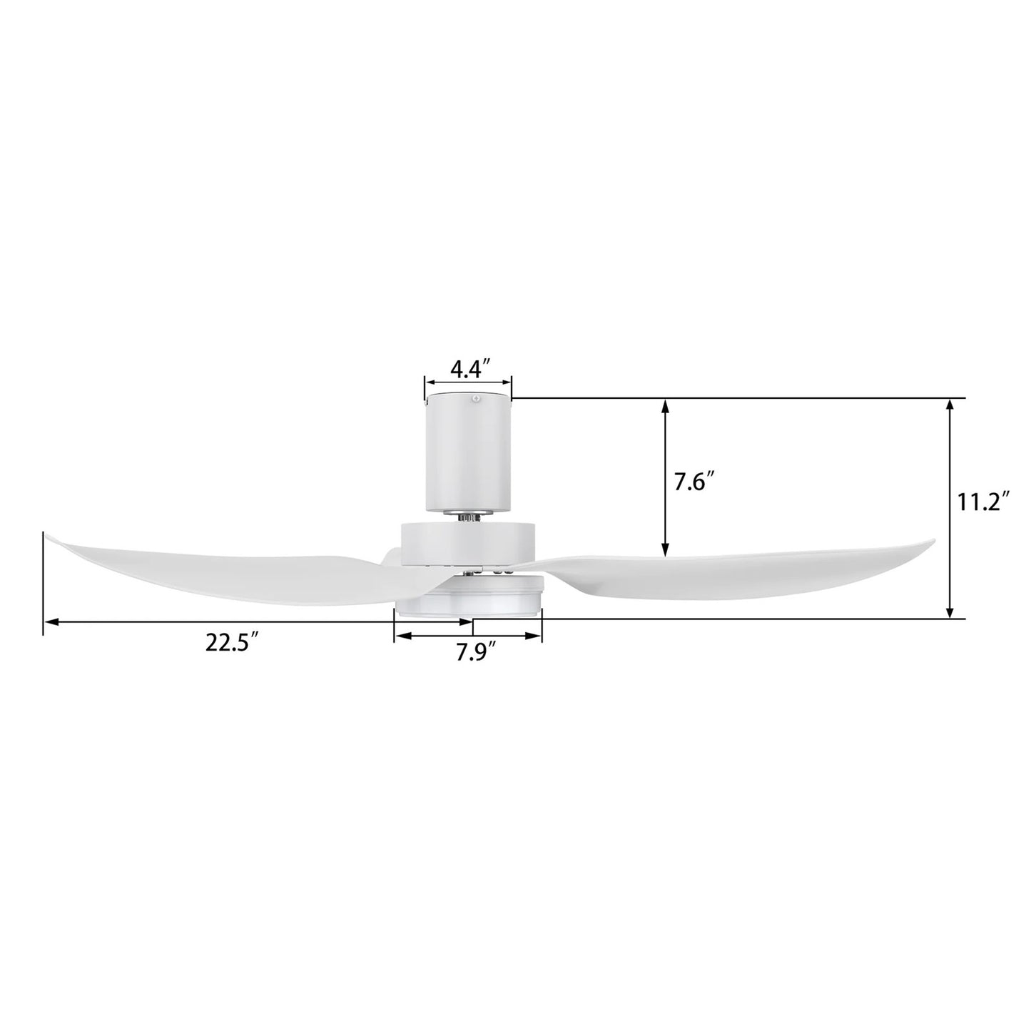 Carro Ryna 45in 3-Blade Flush Smart Ceiling Fan | Modern White ABS and Integrated LED | Indoor Living Room & Bedroom | 11.2 x | Model SFR453V2-L12-W1-1-FM
