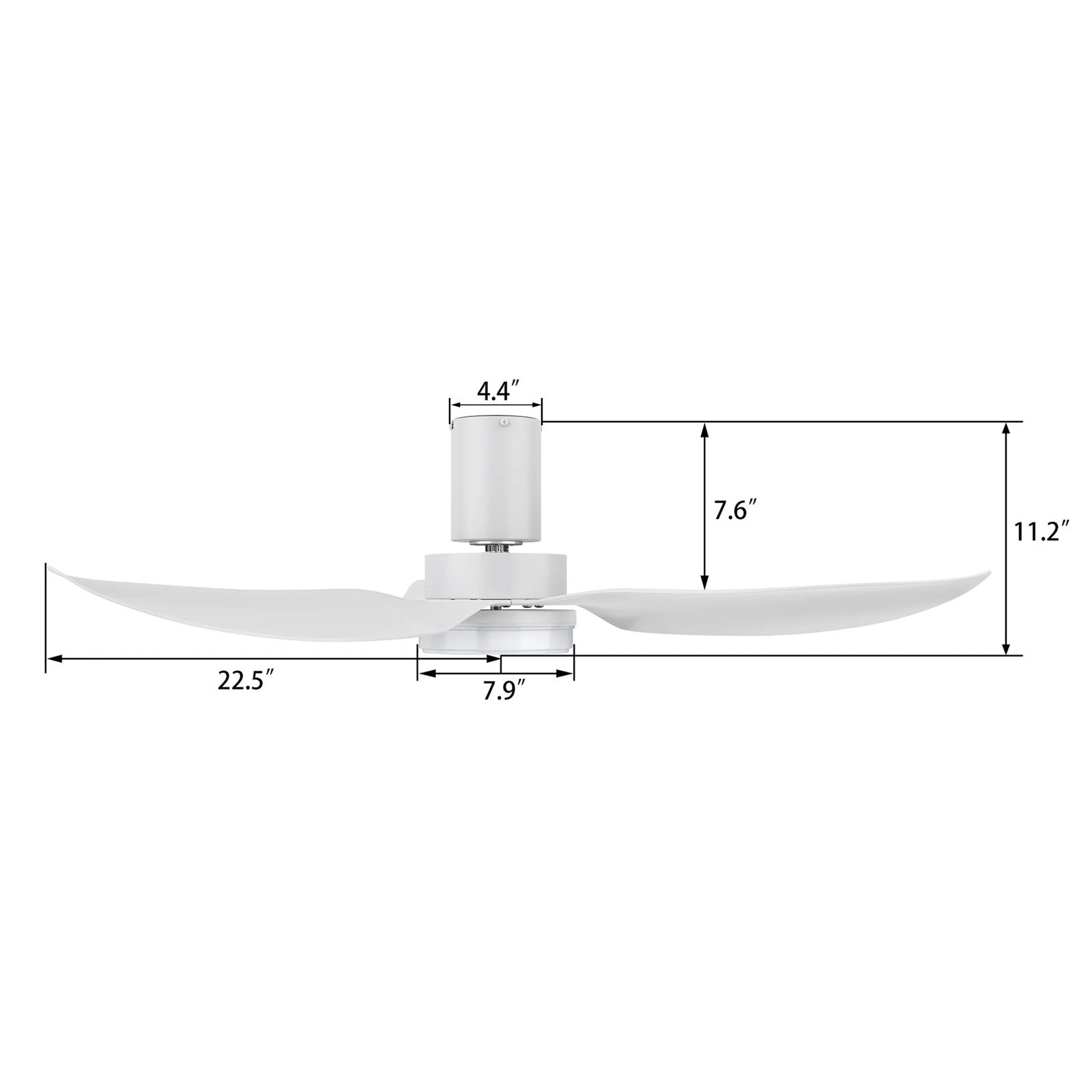 Carro Ryna 45in 3-Blade Flush Smart Ceiling Fan | Modern White ABS and Integrated LED | Indoor Living Room & Bedroom | 11.2 x | Model SFR453V2-L12-W1-1-FM