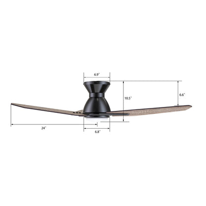 Carro Calen 48in 3-Blade Flush Mount Smart Ceiling Fan | Modern Black Barnwood Plywood and Integrated LED | Living Room & | Model SFR483J3-L11-BS-1-FM