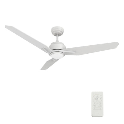Carro Calen 48in 3-Blade Smart Ceiling Fan | Modern White Plywood and Integrated LED | Living Room & Covered Patio | 13.2 x 48 x | Model SFR483J3-L11-W1-1