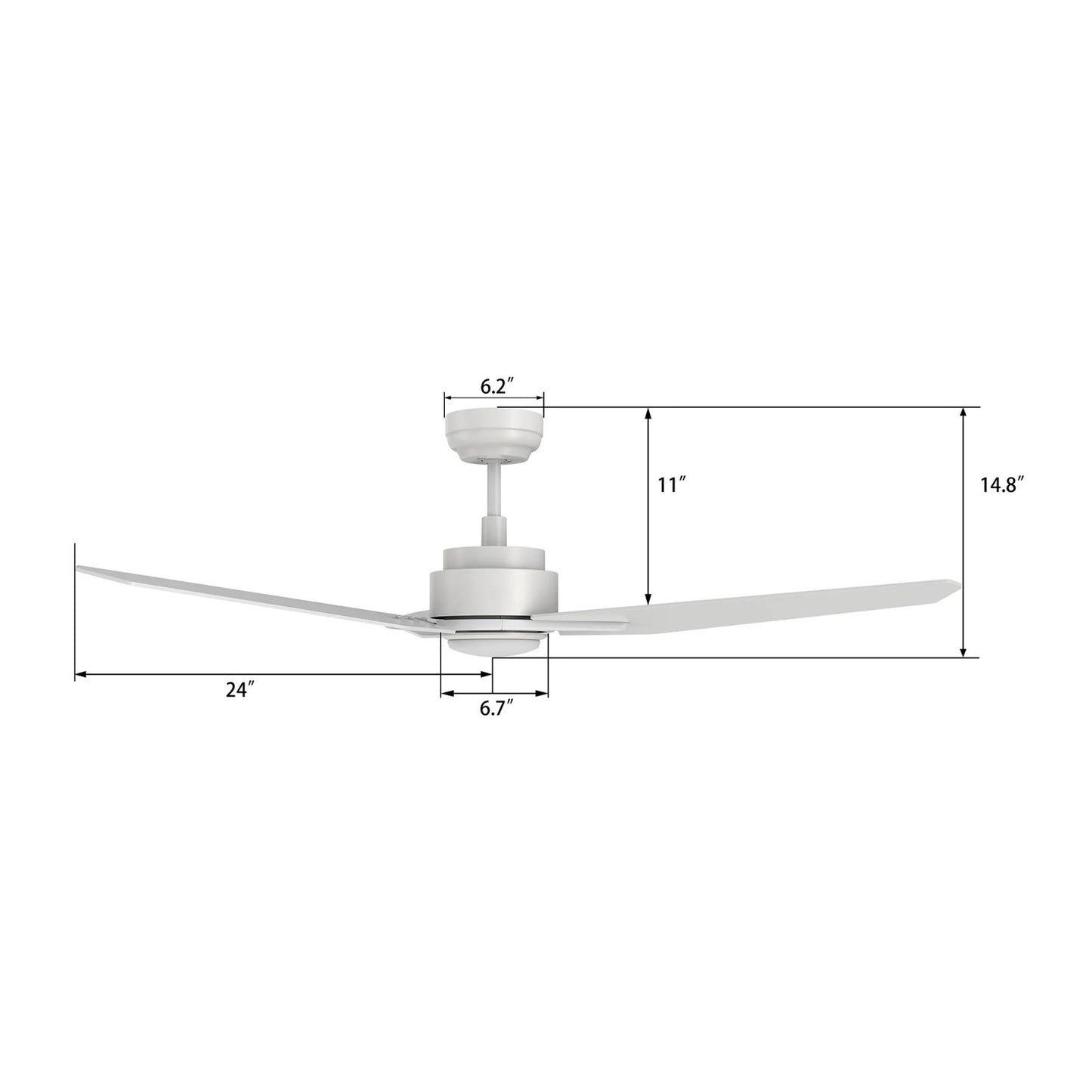 Carro Calen 48in 3-Blade Smart Ceiling Fan | Modern White Plywood and Integrated LED | Living Room & Covered Patio | 13.2 x 48 x | Model SFR483J3-L11-W1-1