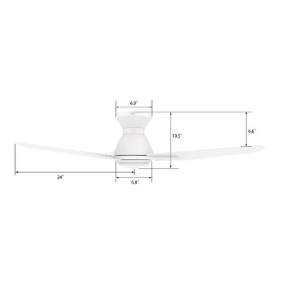 Carro Calen 48in 3-Blade Flush Mount Smart Ceiling Fan | Modern White Plywood and Integrated LED | Living Room & Covered | Model SFR483J3-L11-W1-1-FM