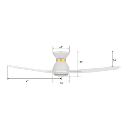 Carro Calen 48in 3-Blade Flush Mount Smart Ceiling Fan | Modern White Gold and Plywood | Living Room & Covered Patio | 48 x | Model SFR483J3-L11-W1-1-FMA
