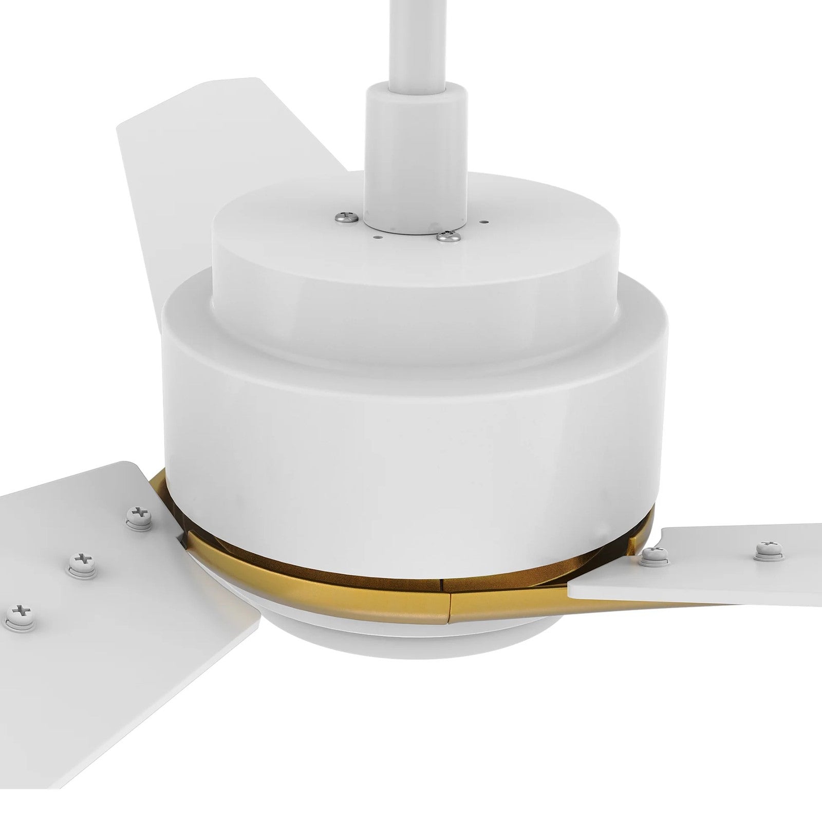 Carro Calen 48in 3-Blade Smart Ceiling Fan | Modern White Gold and Plywood | Living Room & Covered Patio | 48 x 48 x 13.2 in | Model SFR483J3-L11-W1-1G