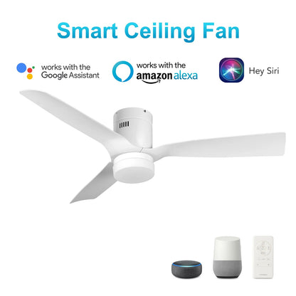 Carro Spezia 48in 3-Blade Flush Smart Ceiling Fan | White Glass Fiber Reinforced Polypropylene | Living Room & Covered Patio | Model SFR483P-L12-W1-1-FM