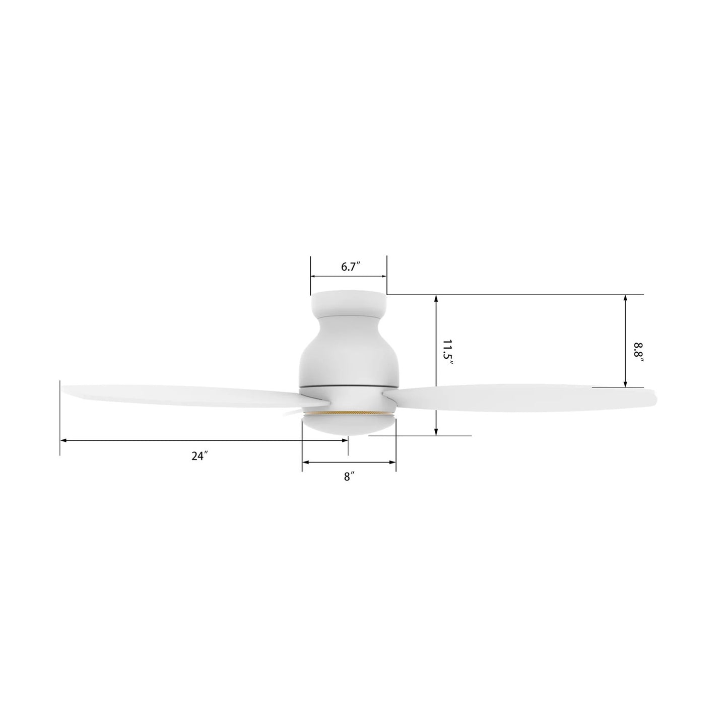 Carro Trento 48in 3-Blade Flush Mount Smart Ceiling Fan | White Plywood Blades and White Motor | Living Room & Covered Patio | Model SFR483Q-L12-W1-1-FM