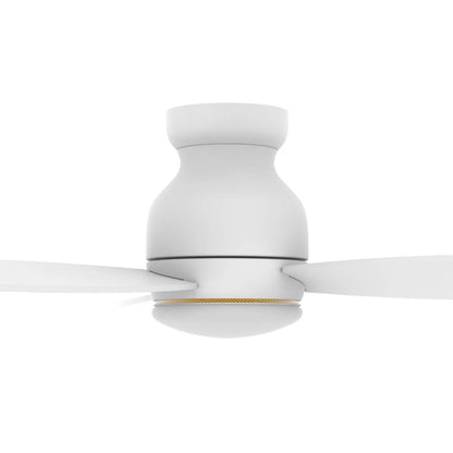 Carro Trento 48in 3-Blade Flush Mount Smart Ceiling Fan | White Plywood Blades and White Motor | Living Room & Covered Patio | Model SFR483Q-L12-W1-1-FM