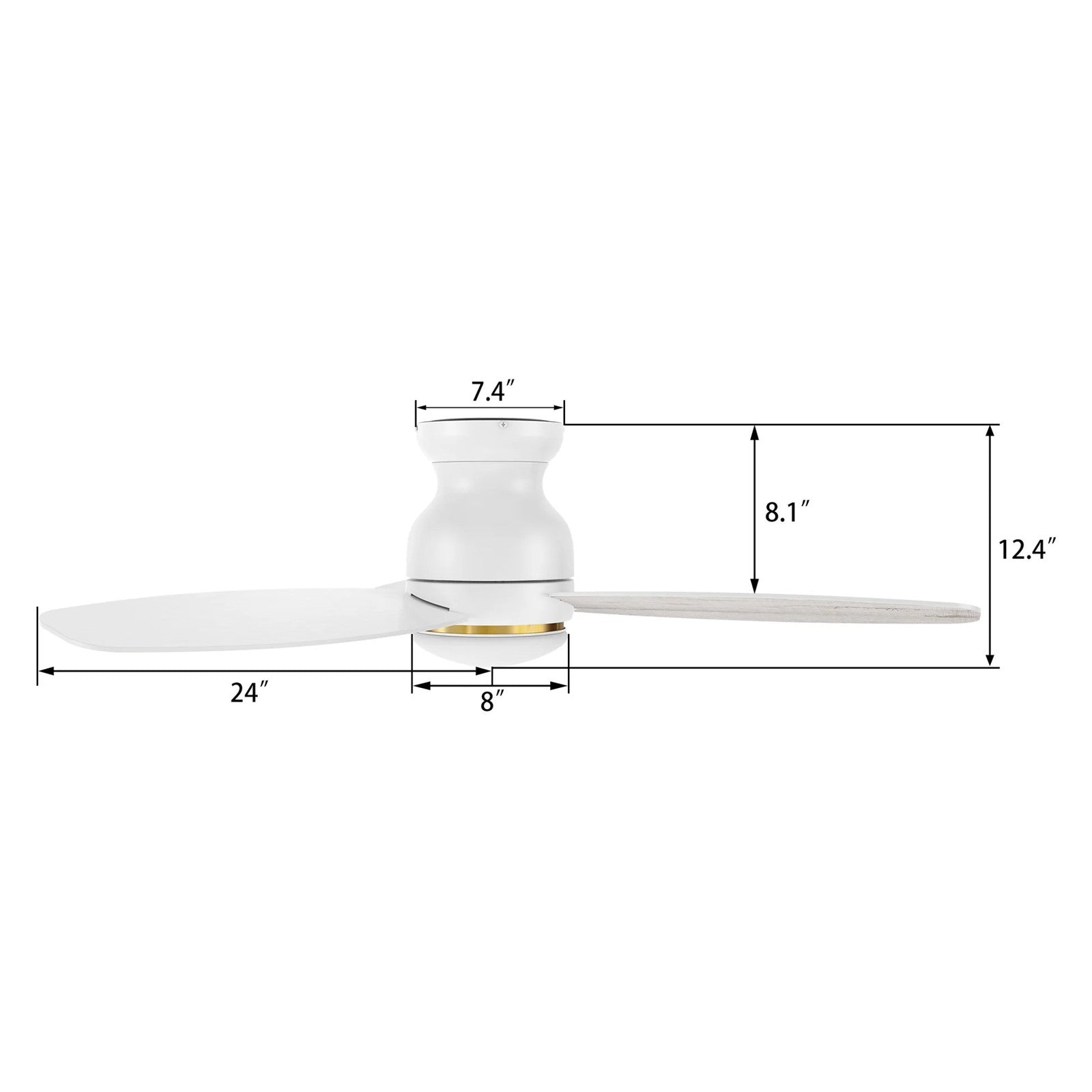 Carro Trento 48in 3-Blade Flush Mount Smart Ceiling Fan | White Whitewashed Plywood Blades and White Motor | Living Room & | Model SFR483Q-L12-WP-1-FM