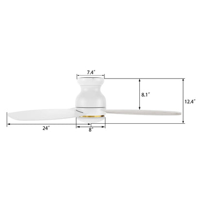 Carro Trento 48in 3-Blade Flush Mount Smart Ceiling Fan | White Whitewashed Plywood Blades and White Motor | Living Room & | Model SFR483Q-L12-WP-1-FM