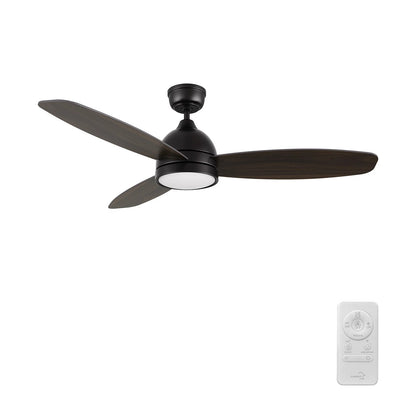 Carro Fremont 48in 3-Blade Smart Ceiling Fan | Black Barnwood Plywood | Living Room & Covered Patio | 48 x 48 x 14.6 in | Model SFR483Q5-L12-BG-1