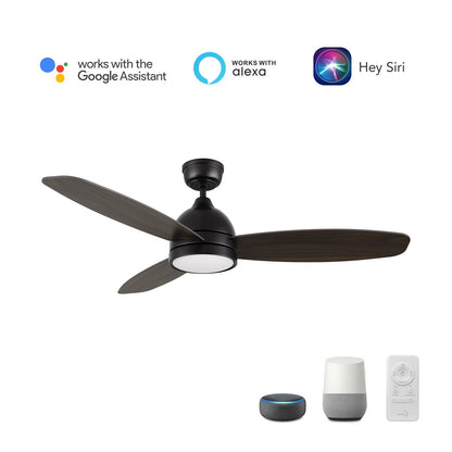 Carro Fremont 48in 3-Blade Smart Ceiling Fan | Black Barnwood Plywood | Living Room & Covered Patio | 48 x 48 x 14.6 in | Model SFR483Q5-L12-BG-1