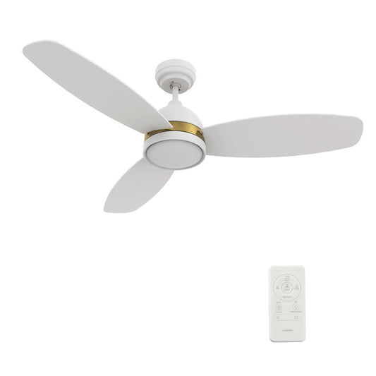 Carro Fremont 48in 3-Blade Smart Ceiling Fan | White Plywood | Living Room & Covered Patio | 48 x 48 x 14.6 in | Model SFR483Q5-L12-W1-1A