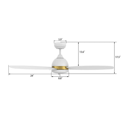 Carro Fremont 48in 3-Blade Smart Ceiling Fan | White Plywood | Living Room & Covered Patio | 48 x 48 x 14.6 in | Model SFR483Q5-L12-W1-1A