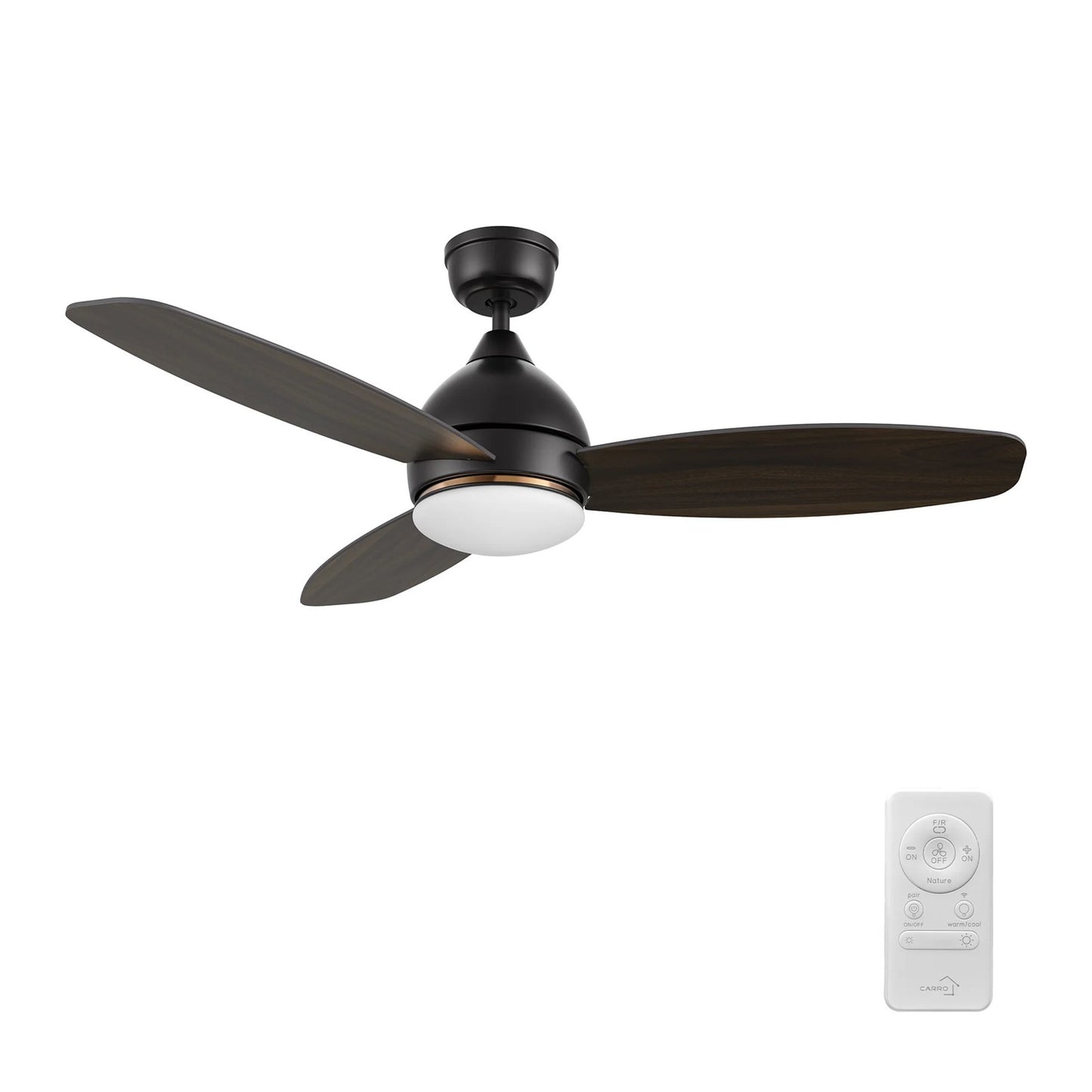 Carro Hobart 48in 3-Blade Smart Ceiling Fan | Black Barnwood Plywood Blades and Integrated LED | Large Living Room & Covered | Model SFR483Q6-L12-BG-1