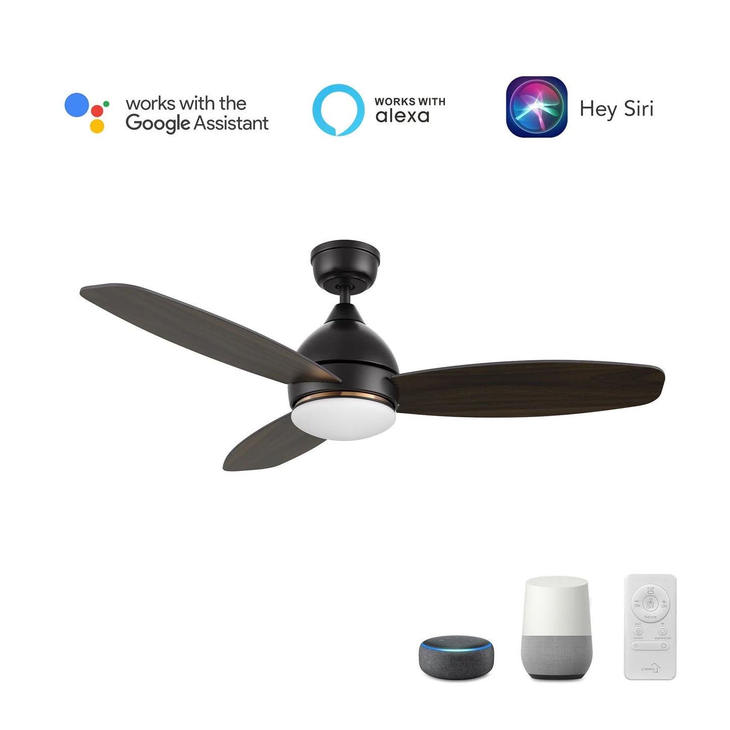 Carro Hobart 48in 3-Blade Smart Ceiling Fan | Black Barnwood Plywood Blades and Integrated LED | Large Living Room & Covered | Model SFR483Q6-L12-BG-1