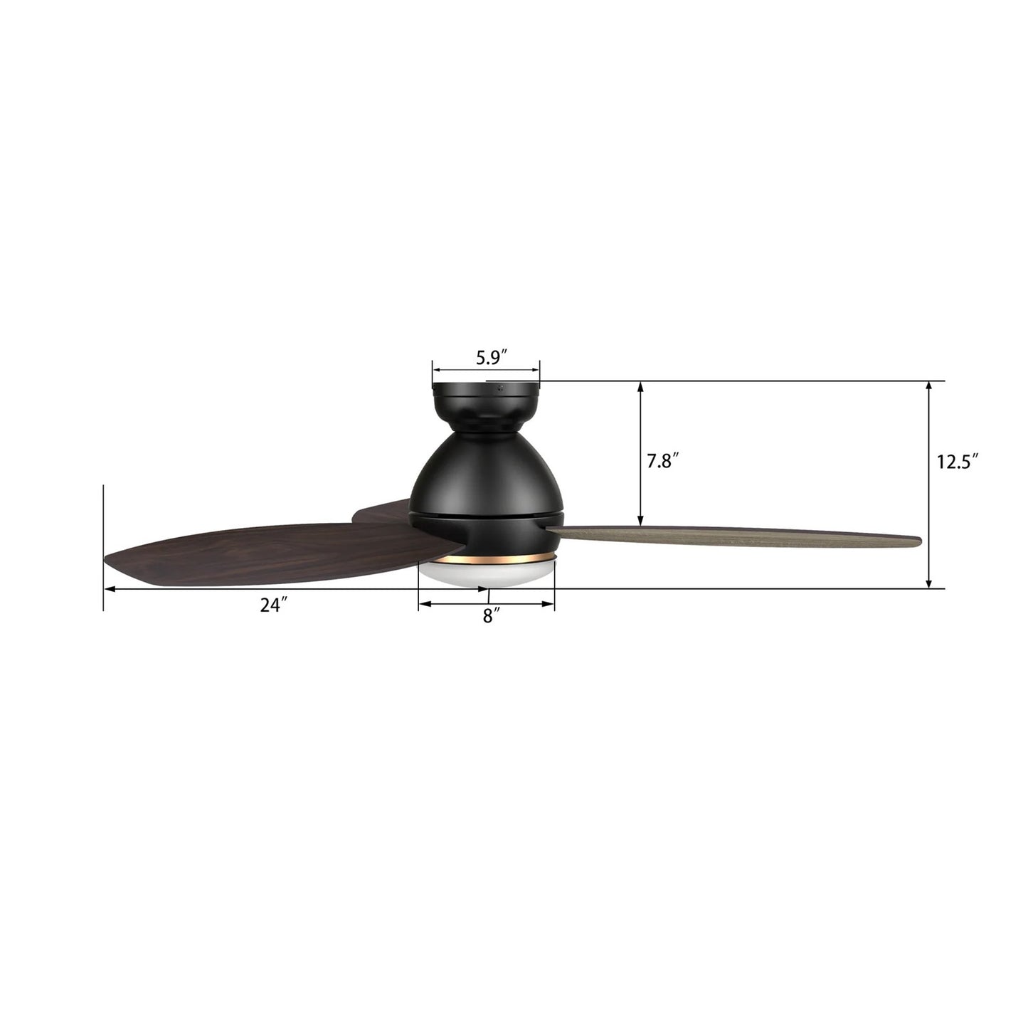 Carro Hobart 48in 3-Blade Flush Mount Smart Ceiling Fan | Black Barnwood Plywood Blades and Integrated LED | Large Living | Model SFR483Q6-L12-BG-1-FM