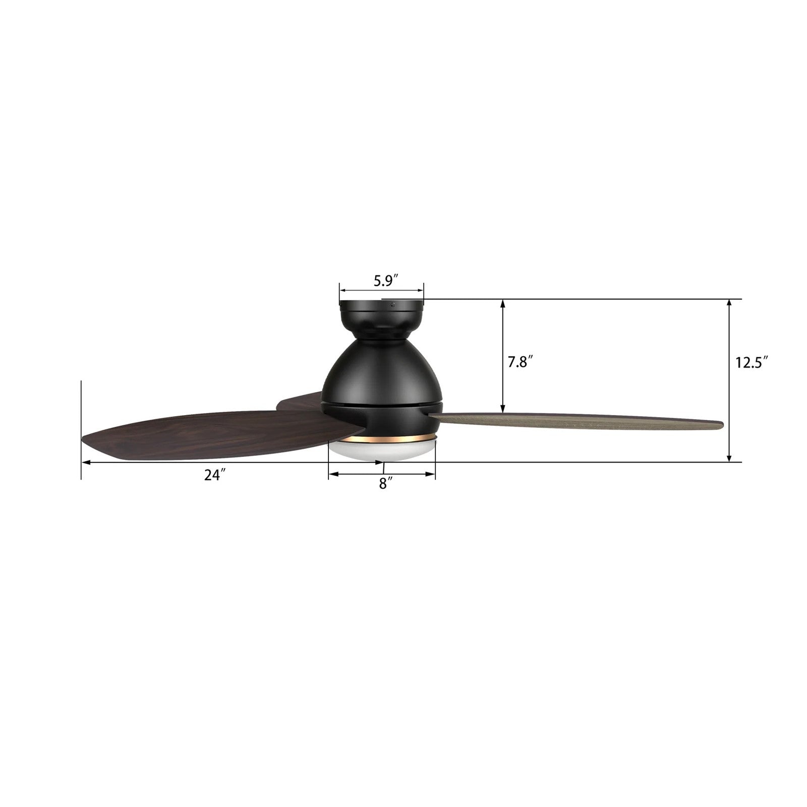 Carro Hobart 48in 3-Blade Flush Mount Smart Ceiling Fan | Black Barnwood Plywood Blades and Integrated LED | Large Living | Model SFR483Q6-L12-BG-1-FM