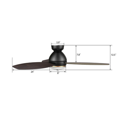 Carro Hobart 48in 3-Blade Flush Mount Smart Ceiling Fan | Black Barnwood Plywood Blades and Integrated LED | Large Living | Model SFR483Q6-L12-BG-1-FM