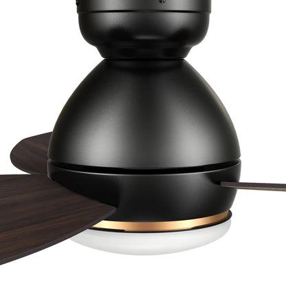 Carro Hobart 48in 3-Blade Flush Mount Smart Ceiling Fan | Black Barnwood Plywood Blades and Integrated LED | Large Living | Model SFR483Q6-L12-BG-1-FM
