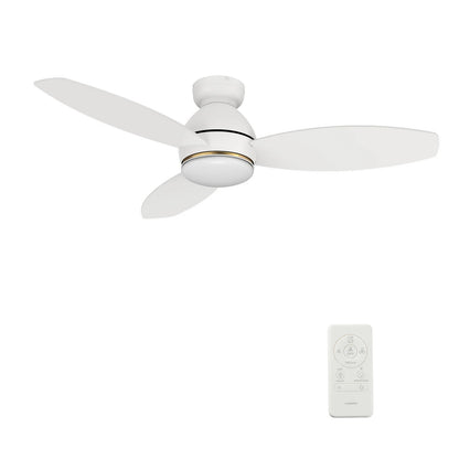Carro Hobart 48in 3-Blade Flush Mount Smart Ceiling Fan | White Plywood Blades and Integrated LED | Large Living Room & | Model SFR483Q6-L12-W1-1-FM