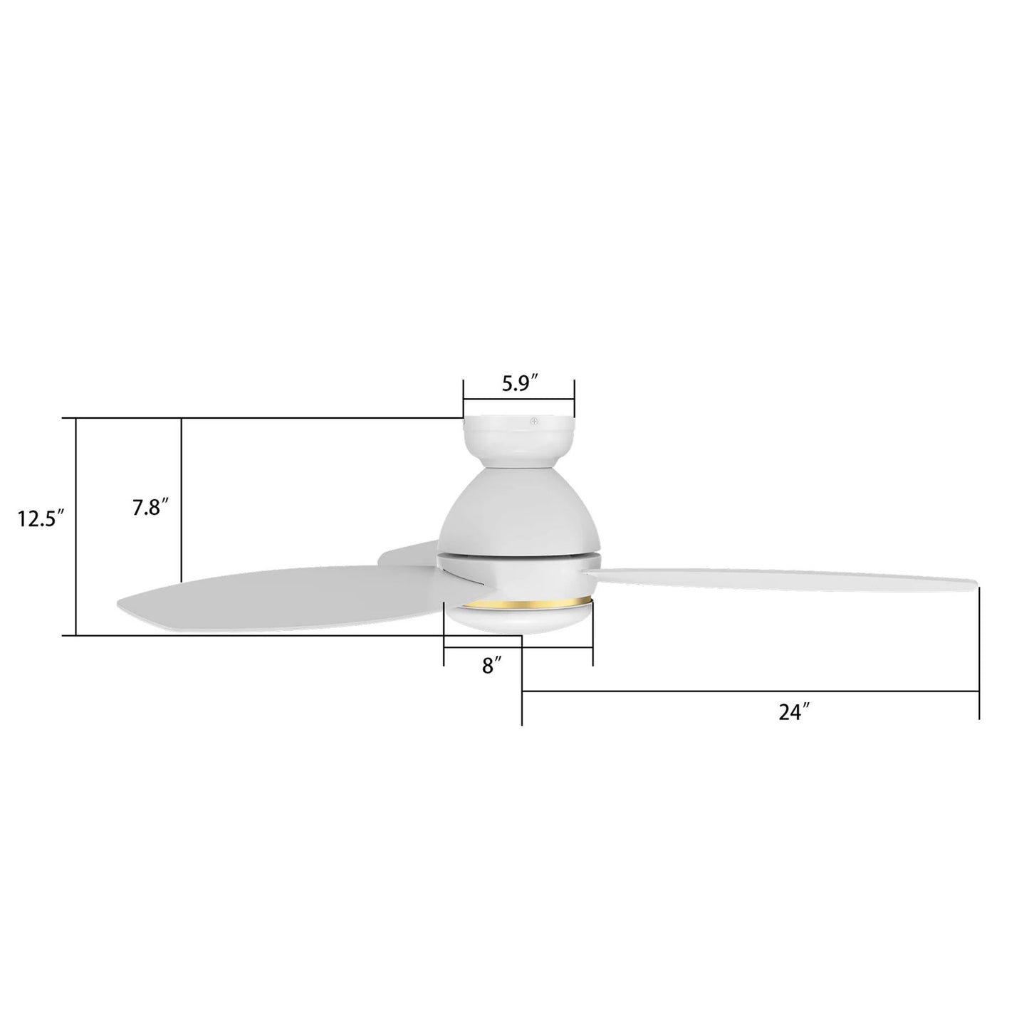 Carro Hobart 48in 3-Blade Flush Mount Smart Ceiling Fan | White Plywood Blades and Integrated LED | Large Living Room & | Model SFR483Q6-L12-W1-1-FM