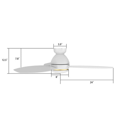 Carro Hobart 48in 3-Blade Flush Mount Smart Ceiling Fan | White Plywood Blades and Integrated LED | Large Living Room & | Model SFR483Q6-L12-W1-1-FM