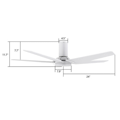 Carro Kaj 48in 5-Blade Smart Ceiling Fan | White Plywood Blades and Glass Shade | Living Room & Covered Patio | 48 x 48 x 12 in | Model SFR485B-L22-W1-1-FM