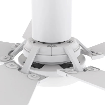 Carro Kaj 48in 5-Blade Smart Ceiling Fan | White Plywood Blades and Glass Shade | Living Room & Covered Patio | 48 x 48 x 12 in | Model SFR485B-L22-W1-1-FM