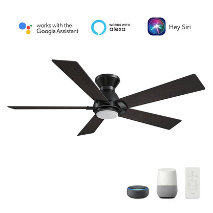 Carro Ascender 48in 5-Blade Flush Smart Ceiling Fan | Black Barnwood Plywood Blades | Living Room & Covered Patio | 48 x 48 x | Model SFR485J1-L11-BG-1-FM