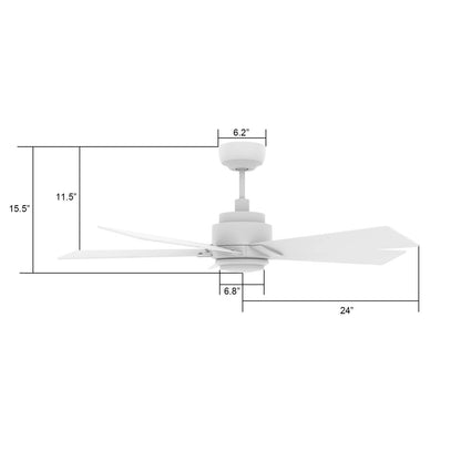 Carro Ascender 48in 5-Blade Smart Ceiling Fan | Modern White Plywood and White Finish | Living Room & Covered Patio | 48 x 48 x | Model SFR485J1-L11-W1-1