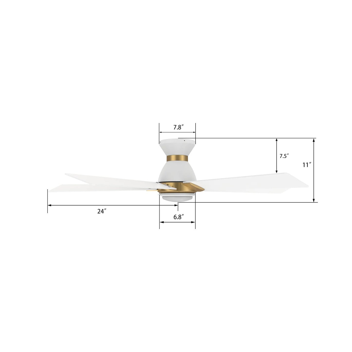 Carro Ascender 48in 5-Blade Flush Mount Smart Ceiling Fan | Modern White and Gold Finish Plywood | Living Room & Covered | Model SFR485J1-L11-W1-1G-FMA