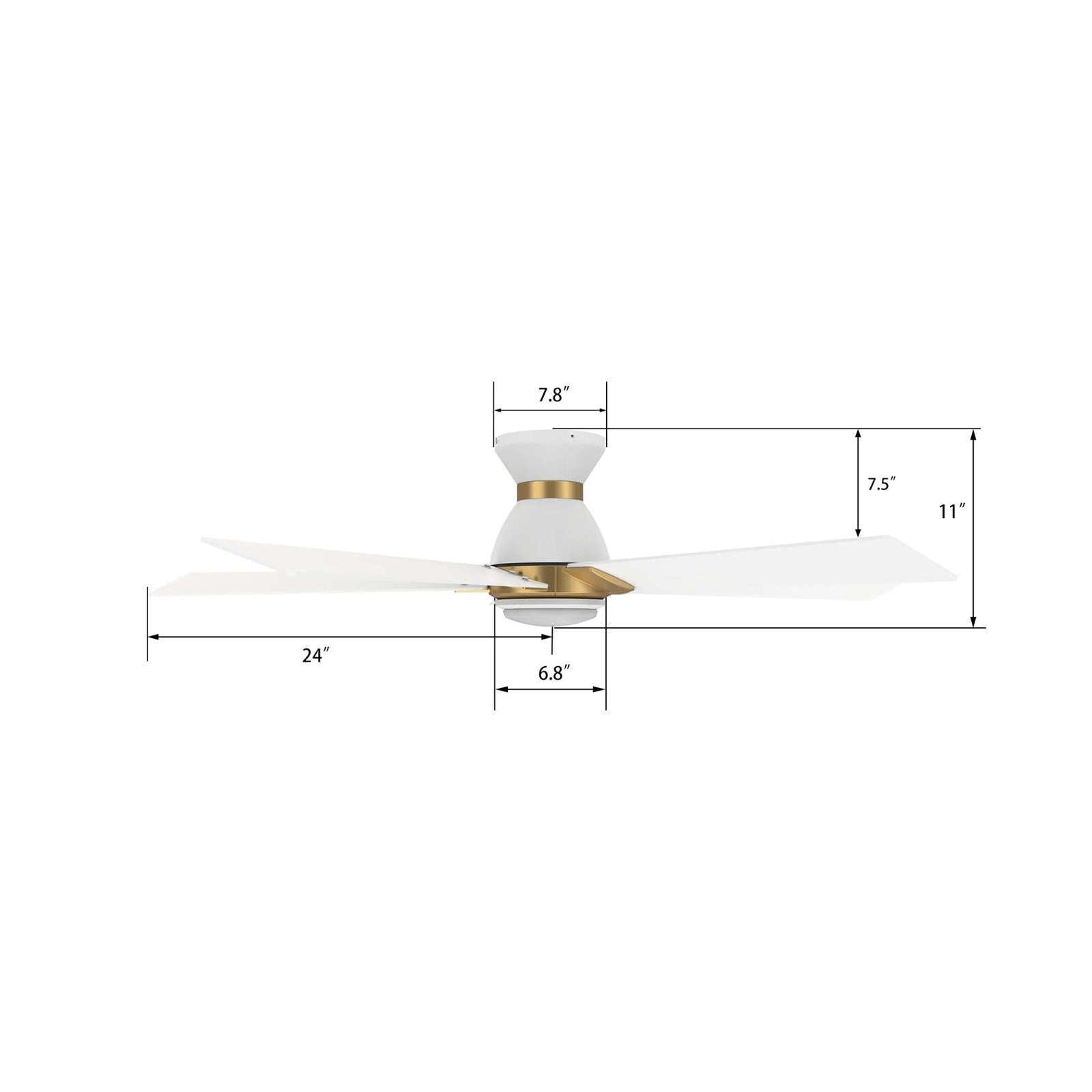 Carro Ascender 48in 5-Blade Flush Mount Smart Ceiling Fan | Modern White and Gold Finish Plywood | Living Room & Covered | Model SFR485J1-L11-W1-1G-FMA