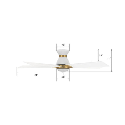 Carro Ascender 48in 5-Blade Flush Mount Smart Ceiling Fan | Modern White and Gold Finish Plywood | Living Room & Covered | Model SFR485J1-L11-W1-1G-FMA