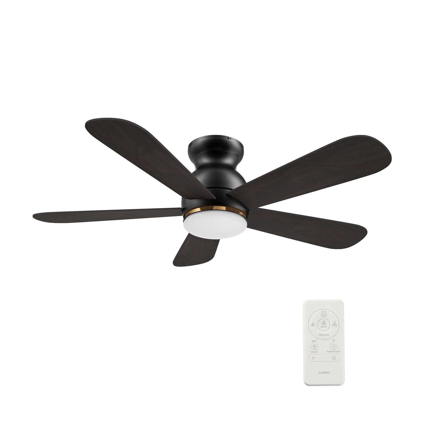Carro Dubois 48in 5-Blade Flush Ceiling Fan | Black Barnwood Plywood and Integrated LED | Living Room & Covered Patio | 48 x | Model SFR485Q-L12-BG-1-FM