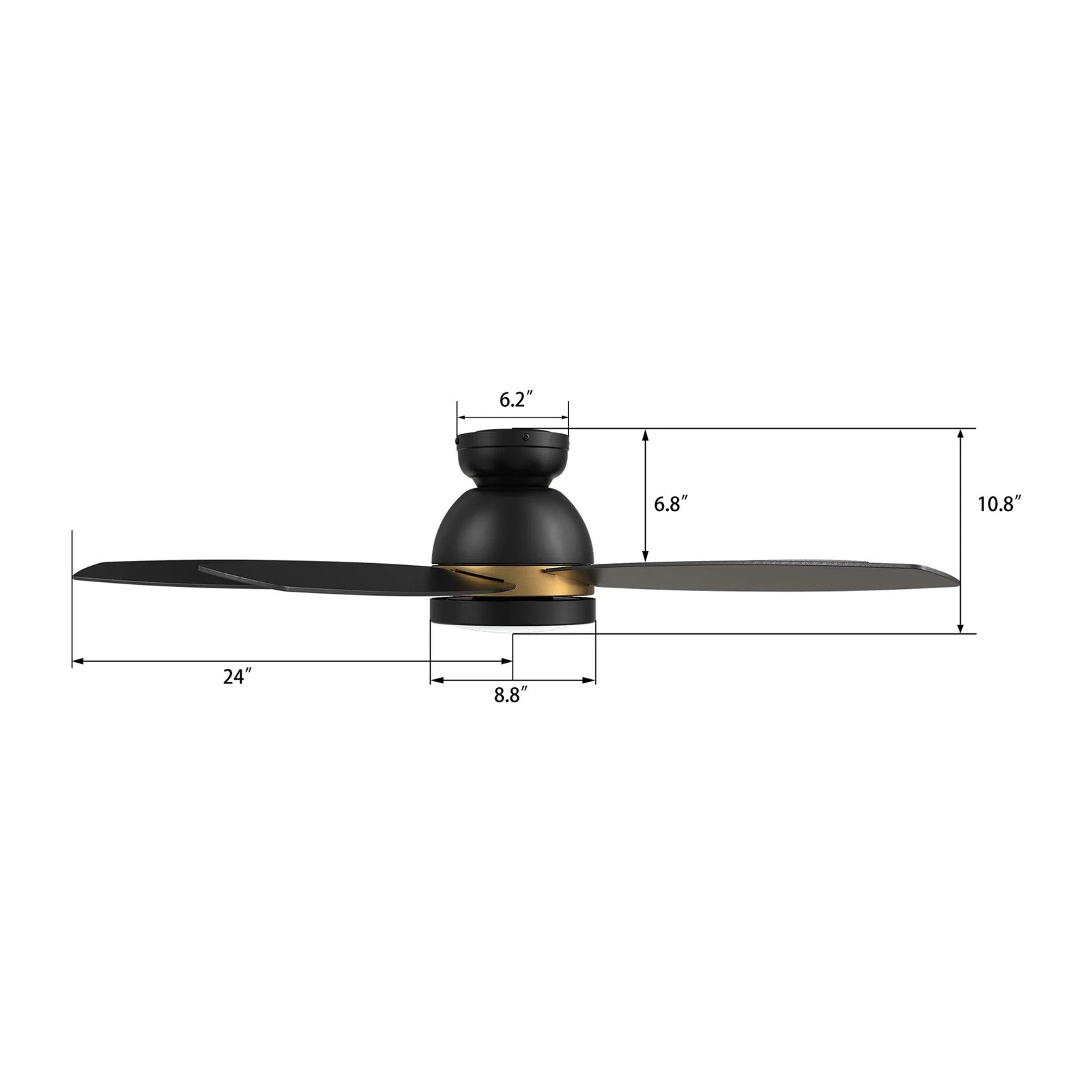 Carro Fremont 48in 5-Blade Flush Mount Smart Ceiling Fan | Modern Black Gold Finish Plywood | Living Room & Covered Patio | Model SFR485Q5-L12-B2-1-FMA