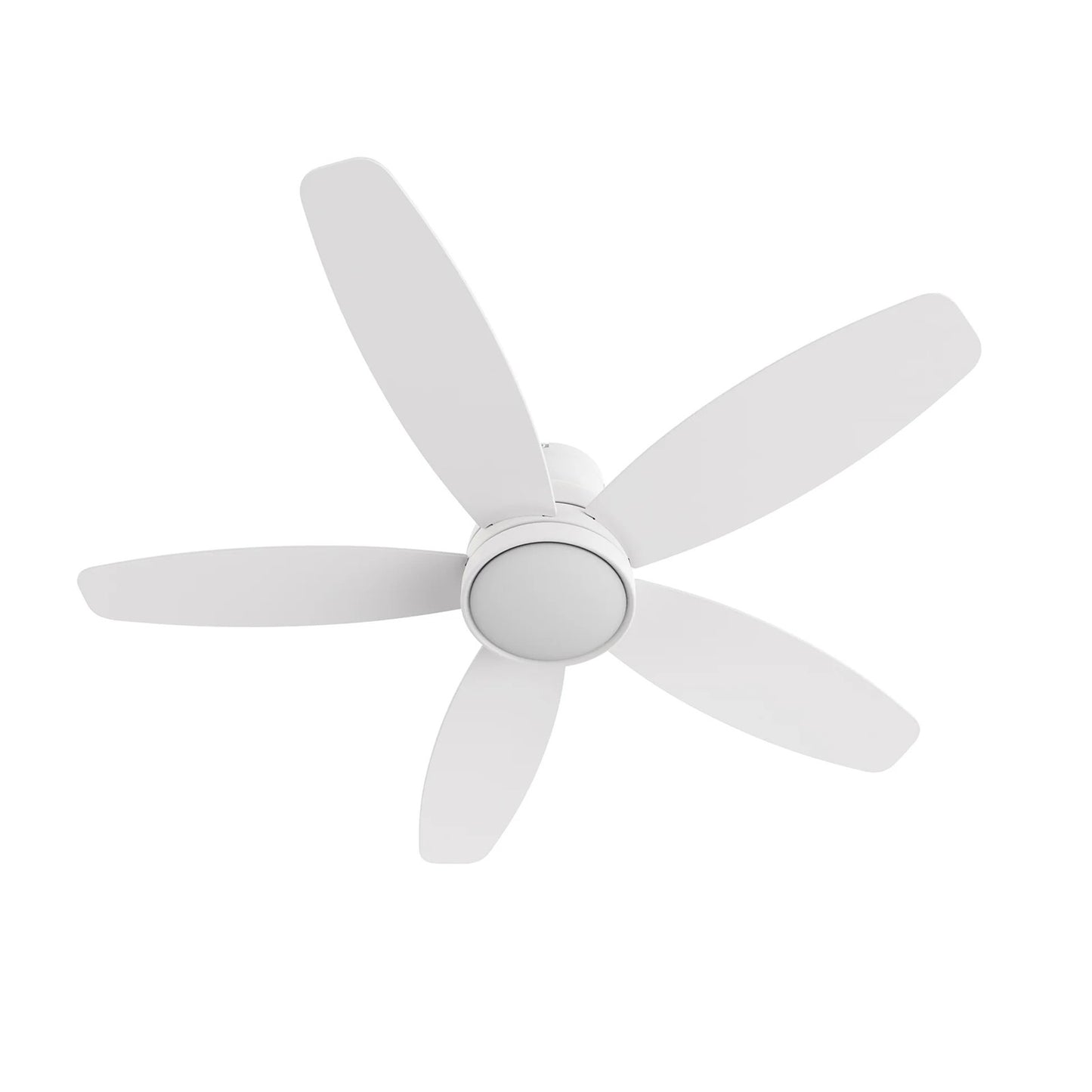 Carro Fremont 48in 5-Blade Flush Mount Smart Ceiling Fan | Modern White Finish Plywood | Living Room & Covered Patio | 48 x | Model SFR485Q5-L12-W1-1-FM
