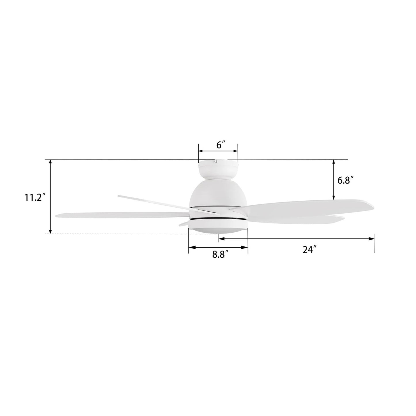 Carro Fremont 48in 5-Blade Flush Mount Smart Ceiling Fan | Modern White Finish Plywood | Living Room & Covered Patio | 48 x | Model SFR485Q5-L12-W1-1-FM