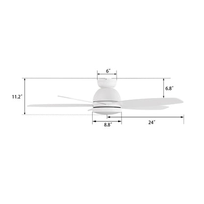Carro Fremont 48in 5-Blade Flush Mount Smart Ceiling Fan | Modern White Finish Plywood | Living Room & Covered Patio | 48 x | Model SFR485Q5-L12-W1-1-FM