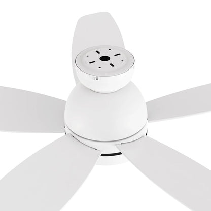 Carro Fremont 48in 5-Blade Flush Mount Smart Ceiling Fan | Modern White Finish Plywood | Living Room & Covered Patio | 48 x | Model SFR485Q5-L12-W1-1-FM