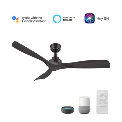 Carro Kiama 52in 3-Blade Smart Ceiling Fan | Black ABS Blades with Remote | Living Room & Bedroom | 52 x 52 x 11.7 in, Standard | Model SFR523A-N10-B2-1