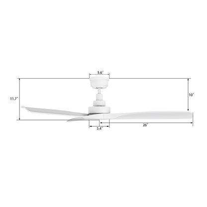 Carro Kiama 52in 3-Blade Smart Ceiling Fan | White ABS Blades with Remote | Living Room & Bedroom | 52 x 52 x 11.7 in, Standard | Model SFR523A-N10-W1-1