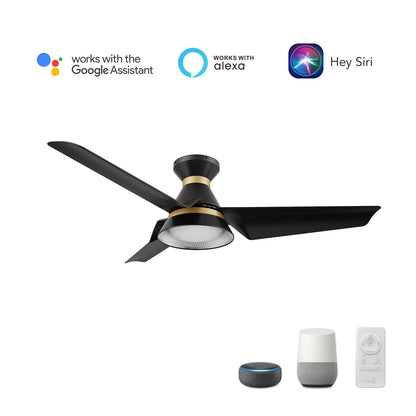 Carro Kreis 52in 3-Blade Flush Ceiling Fan | Black Gold ABS and Integrated LED | Living Room & Bedroom | 52 x 52 x 11.6 in | Model SFR523A1-L12-B2-1-FMA