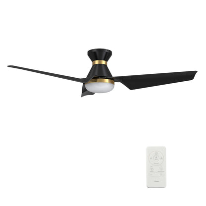 Carro Kreis 52in 3-Blade Flush Ceiling Fan | Black Gold ABS and Integrated LED | Living Room & Bedroom | 52 x 52 x 11.5 in | Model SFR523A1-L22-B2-1-FMA