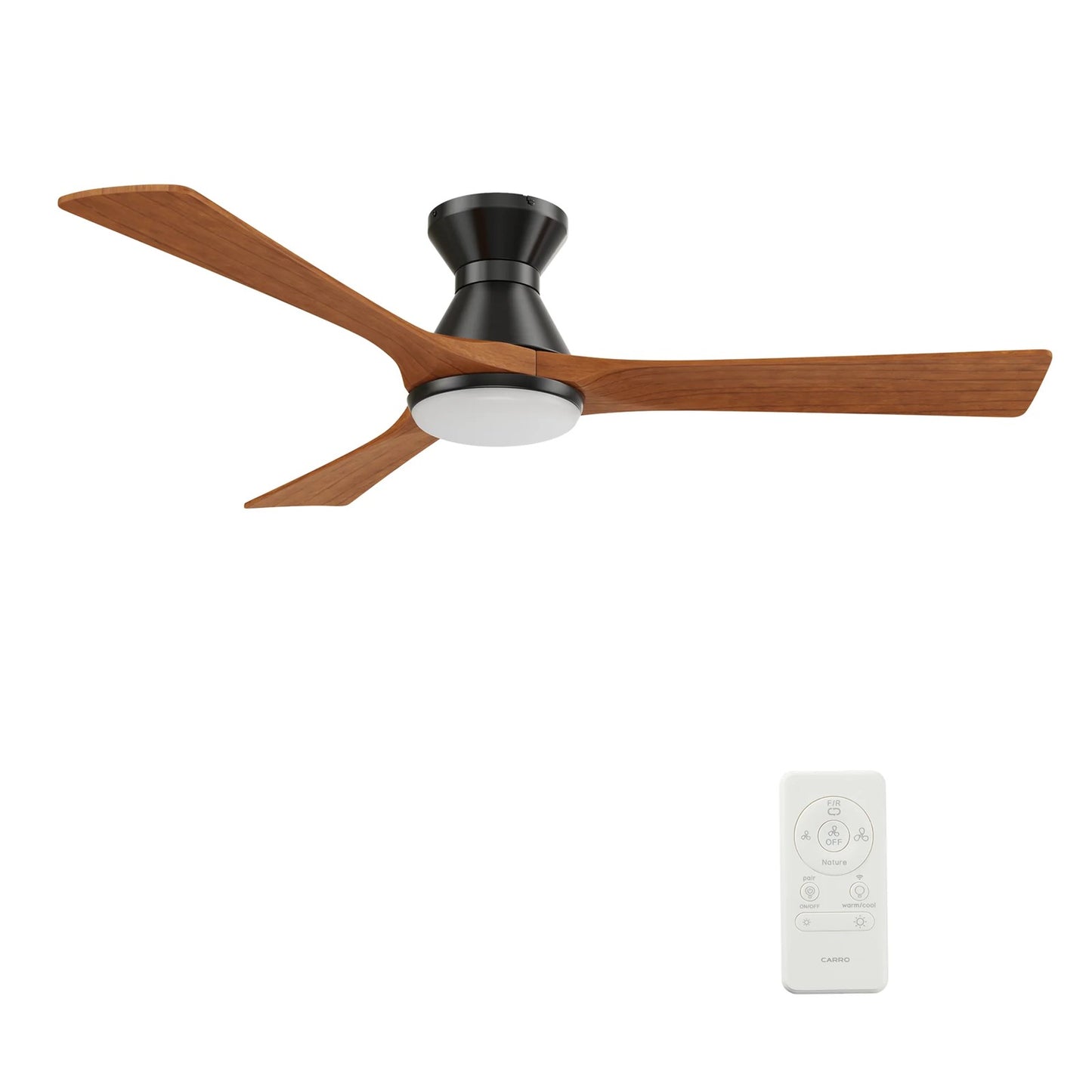 Carro Nicolet 52in Flush Mount Smart Ceiling Fan | Black Antique Walnut Solid Wood Blades | Living Room & Covered Patio | 52 | Model SFR523A2-L12-BM2-1-FM