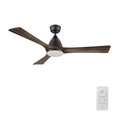 Carro Nicolet 52in Smart Ceiling Fan | Black Light Brown Solid Wood Blades | Living Room & Covered Patio | 52 x 52 x 17.7 in | Model SFR523A2-L12-BM3-1